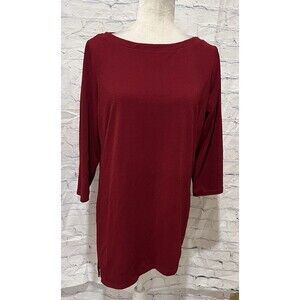 Susan Graver Essentials Passport Red Asymmetrical Long Sleeve Top size Medium